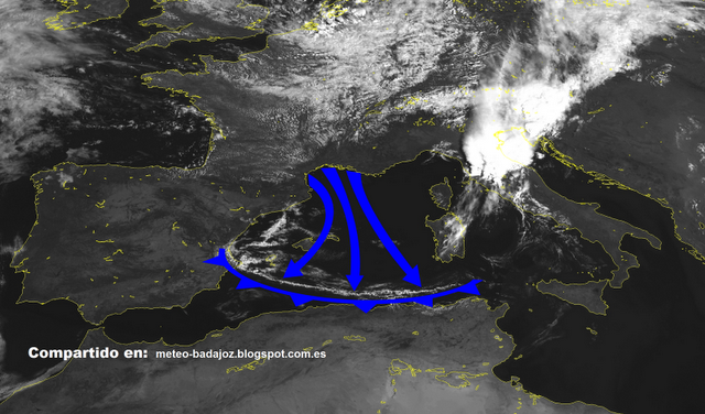 Posible arco nuboso mesoescalar en el Mediterráneo